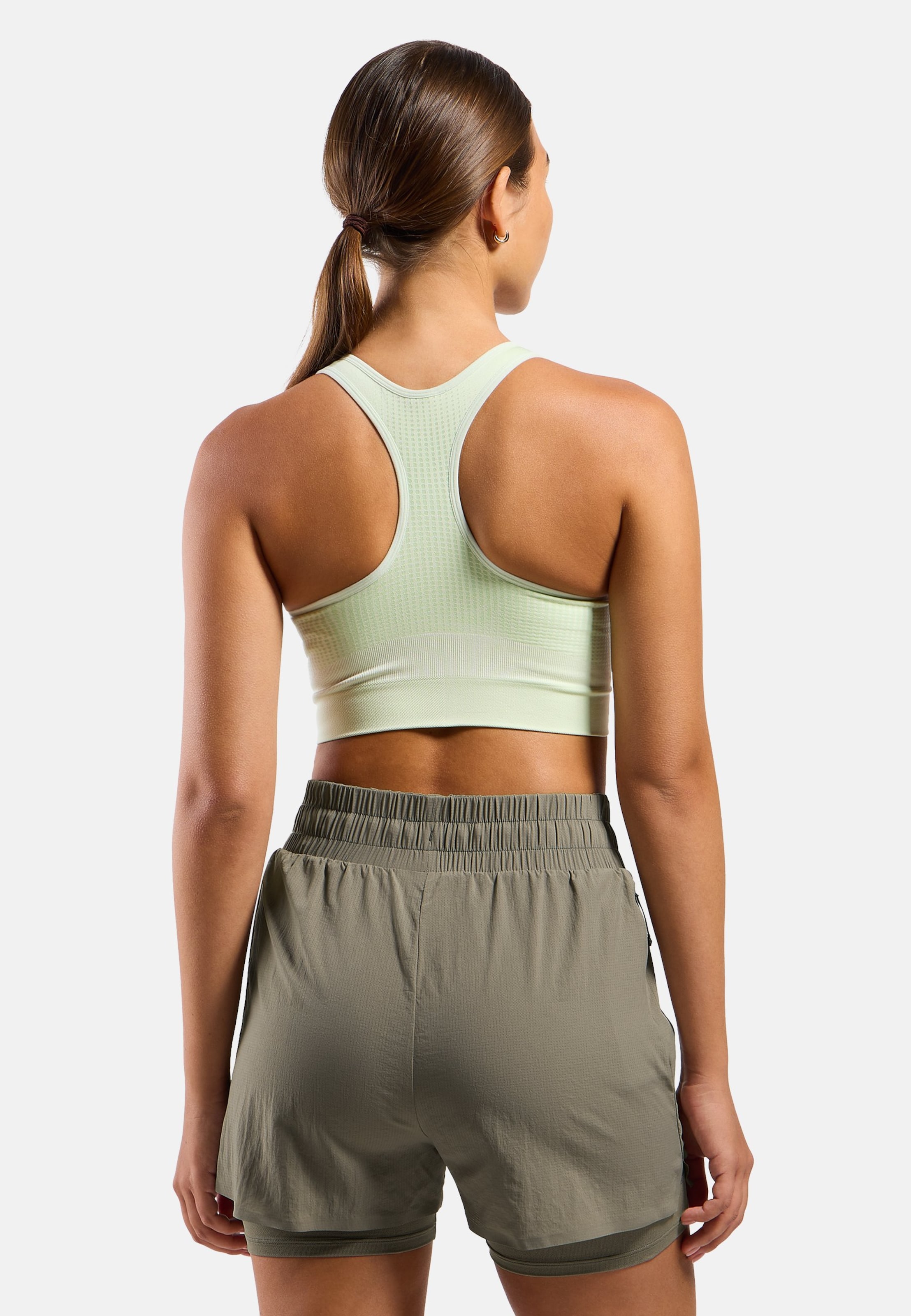 Seamless Sport-BH mit Reissverschluss und starkem Halt in patina green - ambrosia