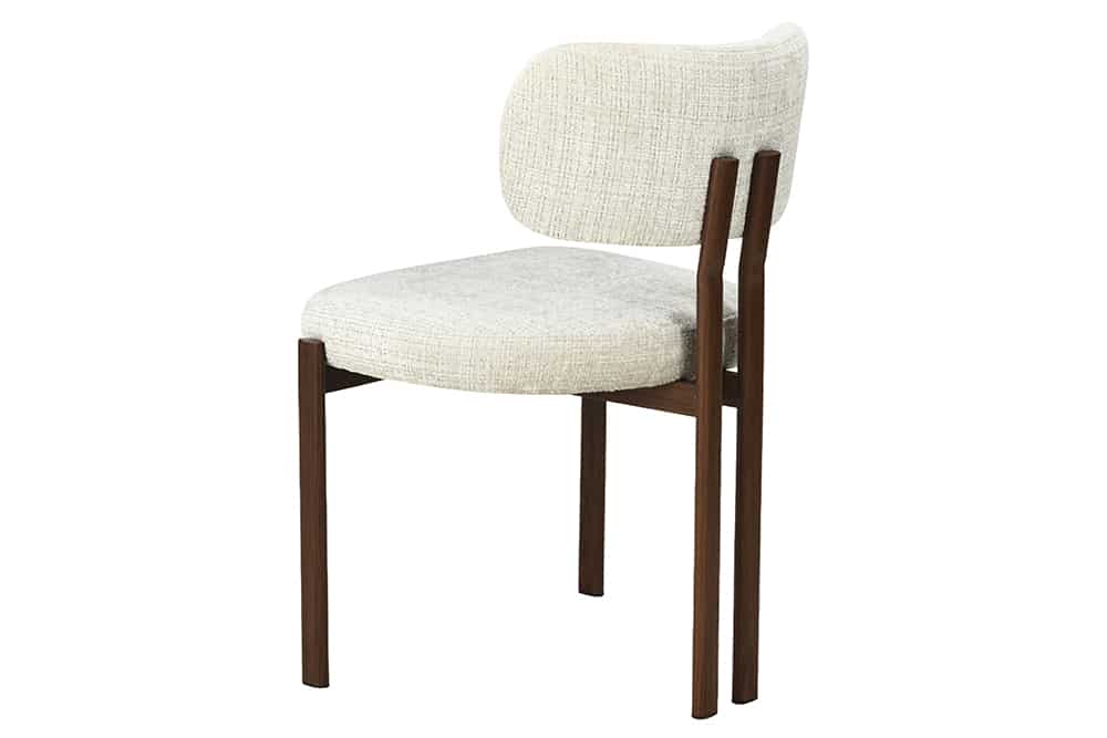Design Stuhl BELLANO creme beige Chenille Cremona Metallgestell Walnuss