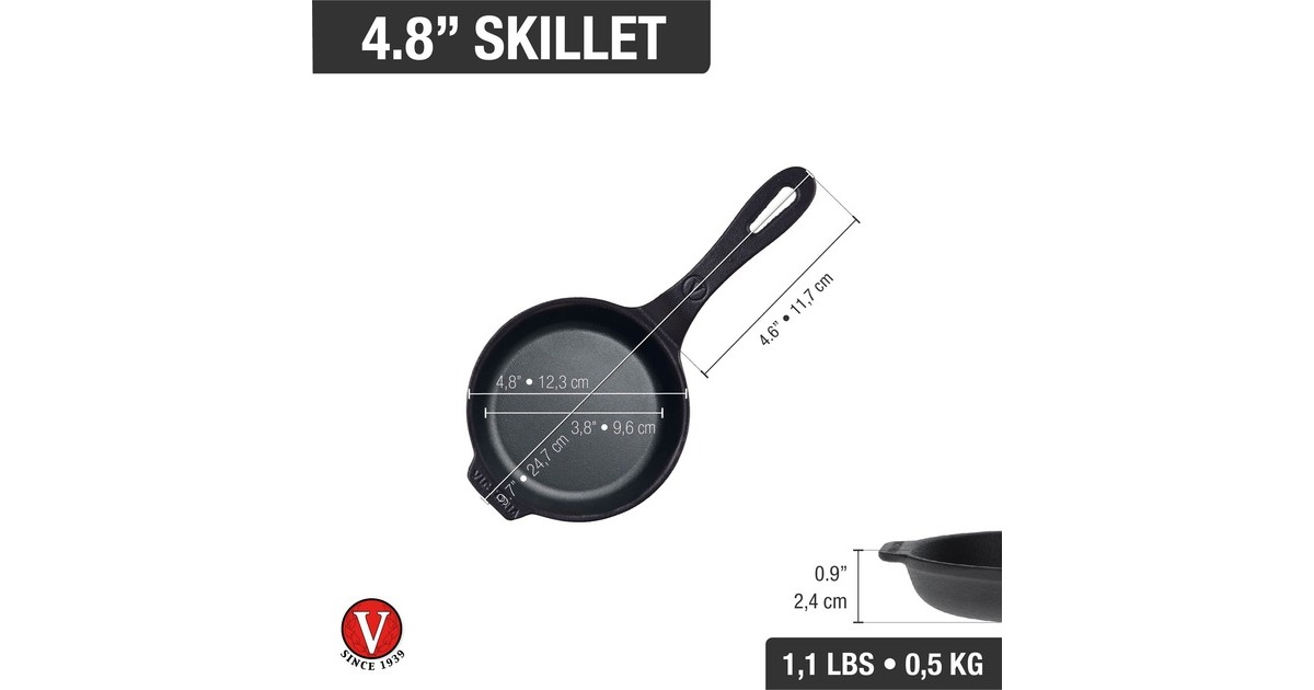 VictoriaMini Skillet 12 cm, Seasoned bak-/braadpan  (Zwart, Color packaging)