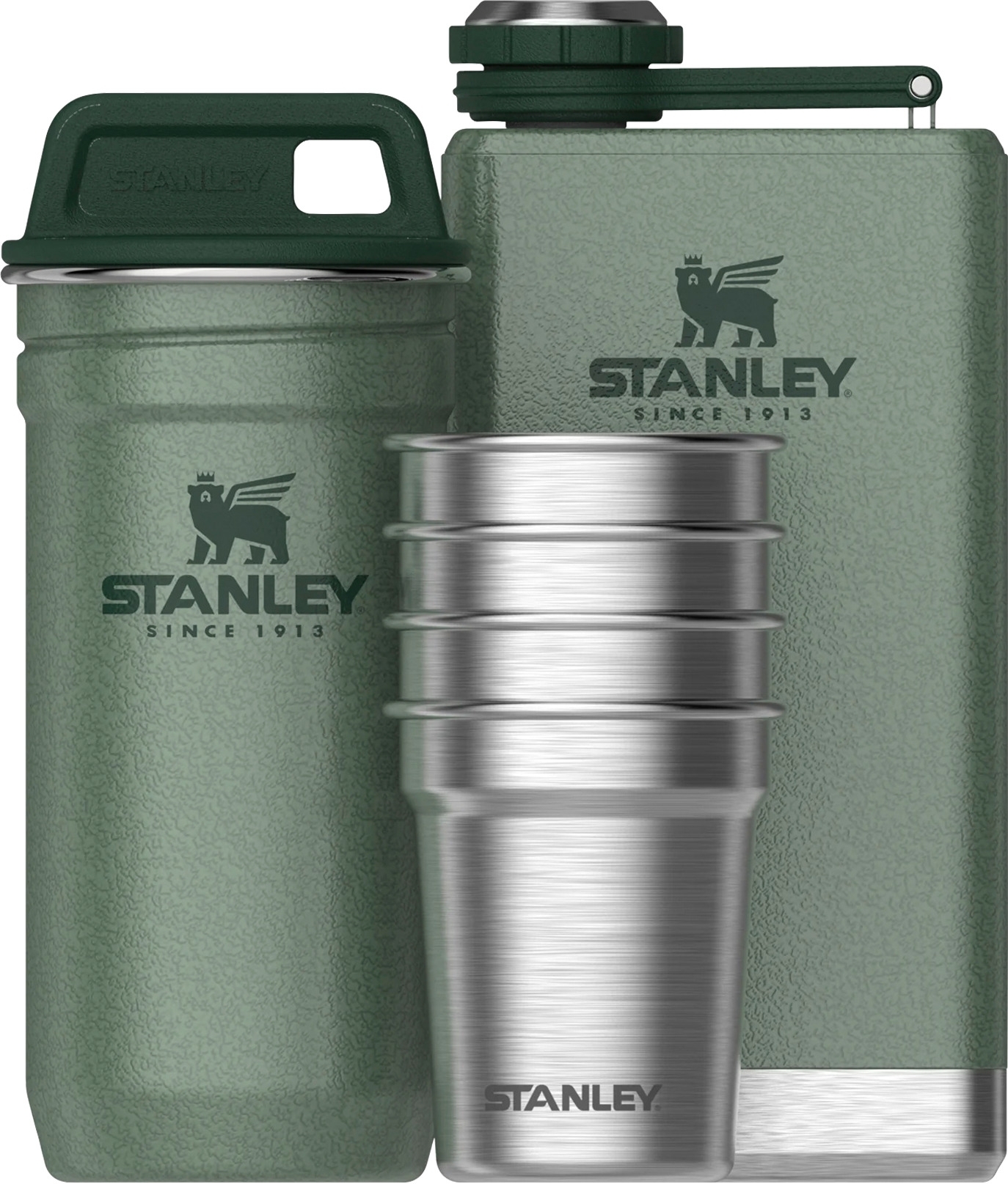 Stanley Flachmann und Shotgläser Set Pre-Party 6-teilig Hammertone Green