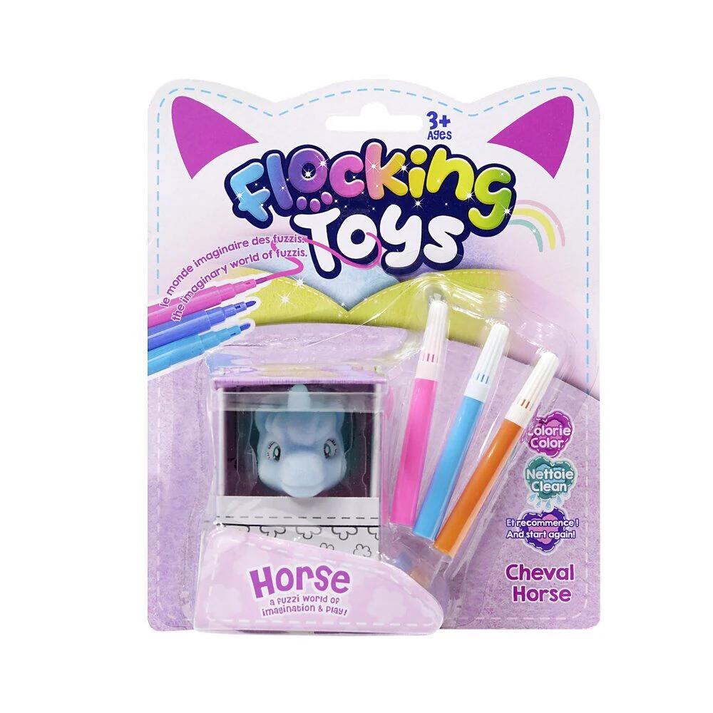 Figurine licorne en papier à colorier avec 3 feutres H6,4cm