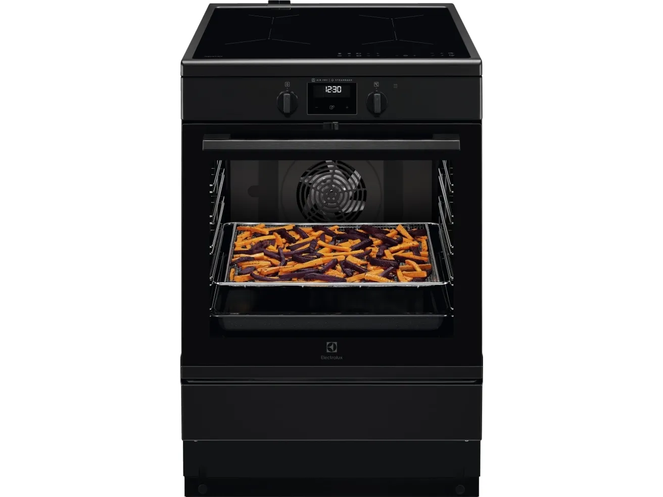 Electrolux SurroundCook LKI66440NK - Komfur - med dampfunktion - fritstående - bredde: 59.6 cm - dybde: 60 cm - højde: 85 cm - med selv-rengøring - Klasse A - mat sort
