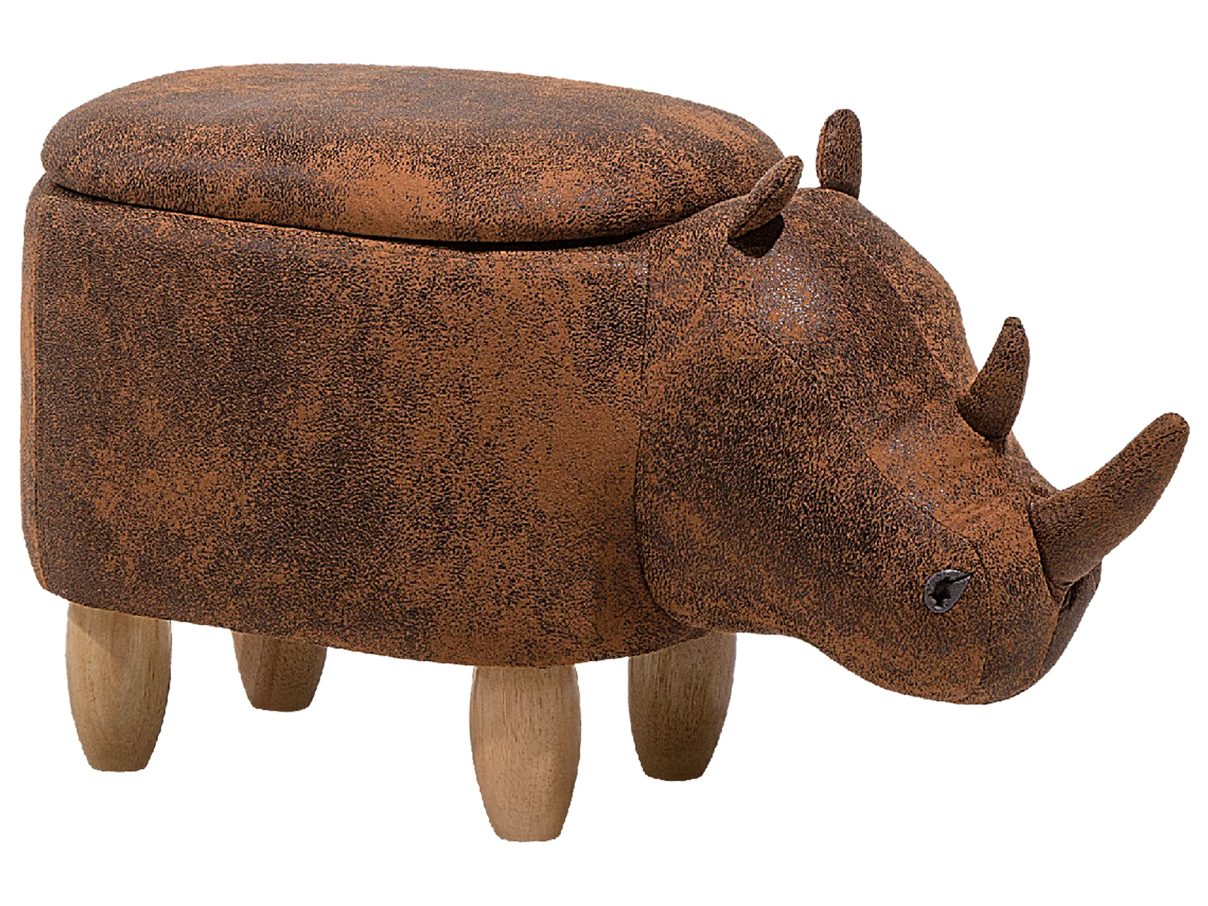 Dierenpoef met opbergruimte RHINO Kunstleer Lichtbruin Neushoorn