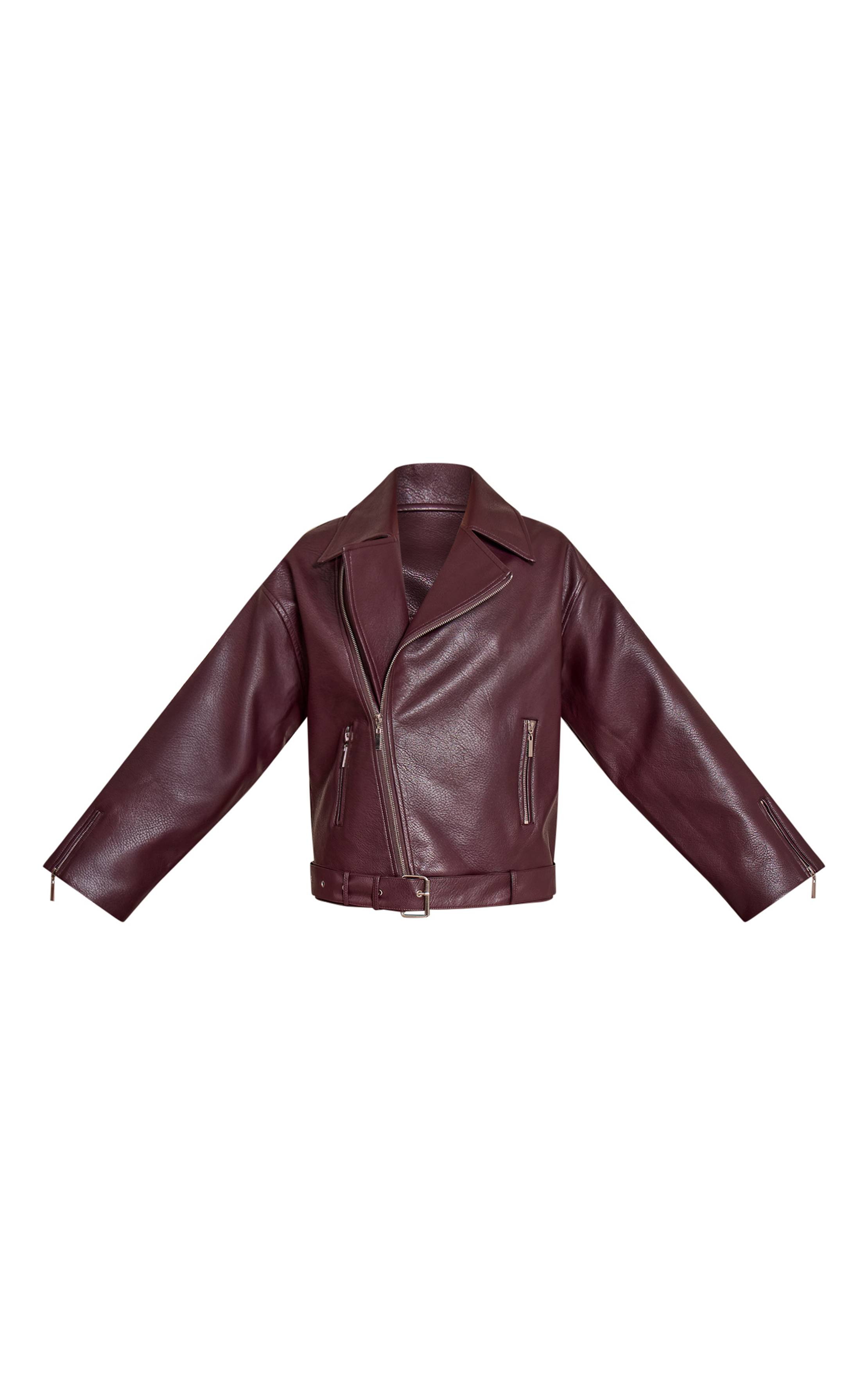 Rouge Bordeaux Veste De Motard Oversize En Synthétique