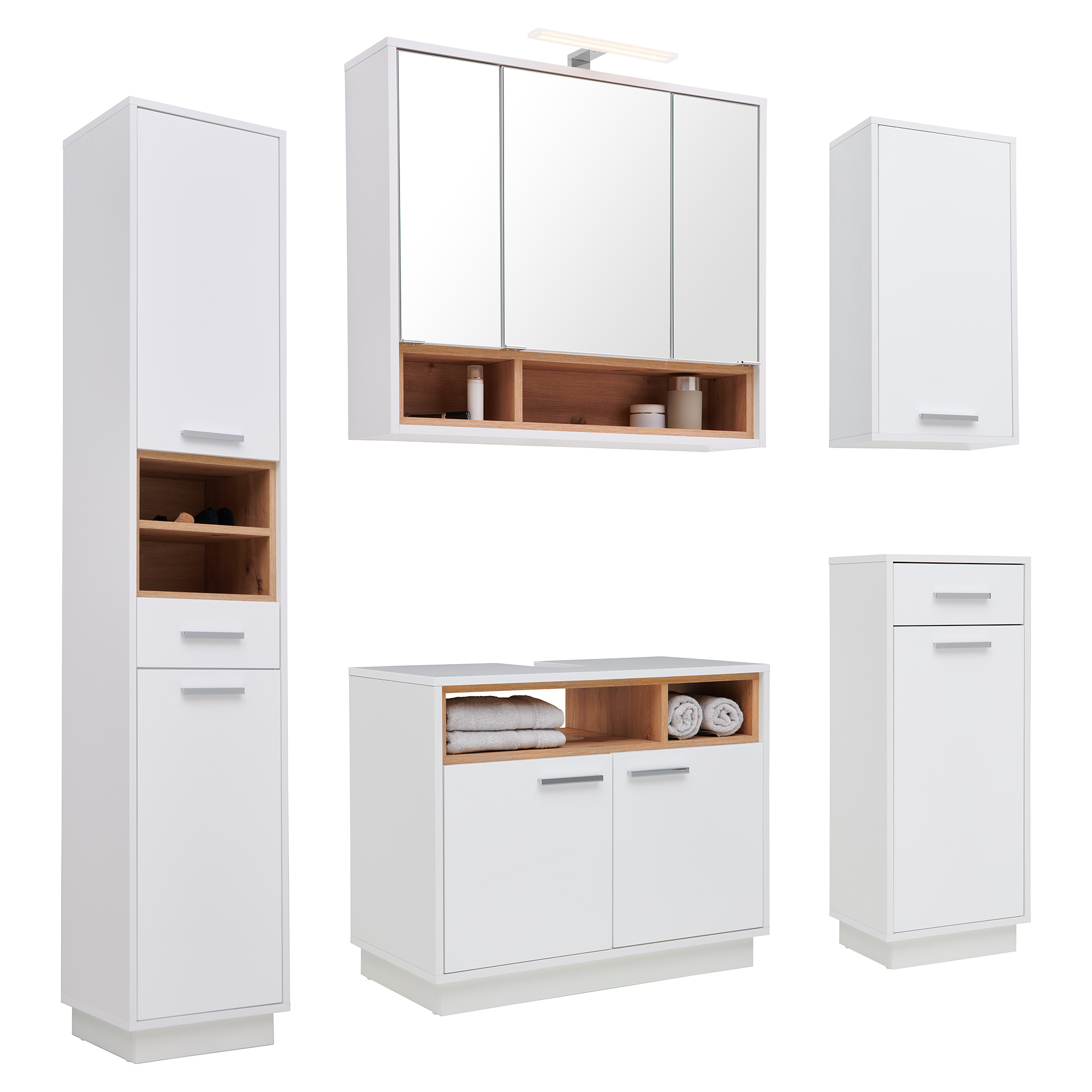Waschbeckenunterschrank - weiß - Artisan Eiche - 80 cm
