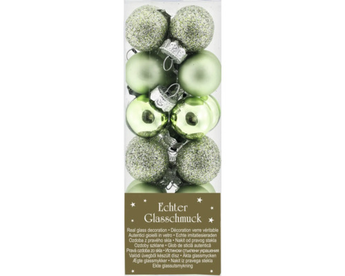 Glazen kerstboomballen, Ø 2 cm, set van 24 stuks, groen