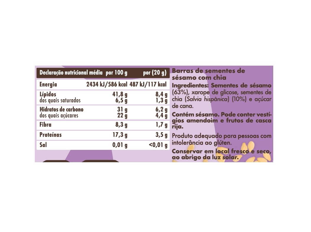 BARRA SALUTEM CROCANTE SÉSAMO COM CHIA 40G