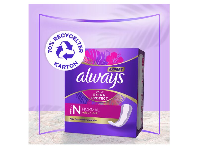 Always Slipeinlage Expert Daily Protect Normal 64 Stück Hochwertige Einlagen mit saugfähigem Kern
