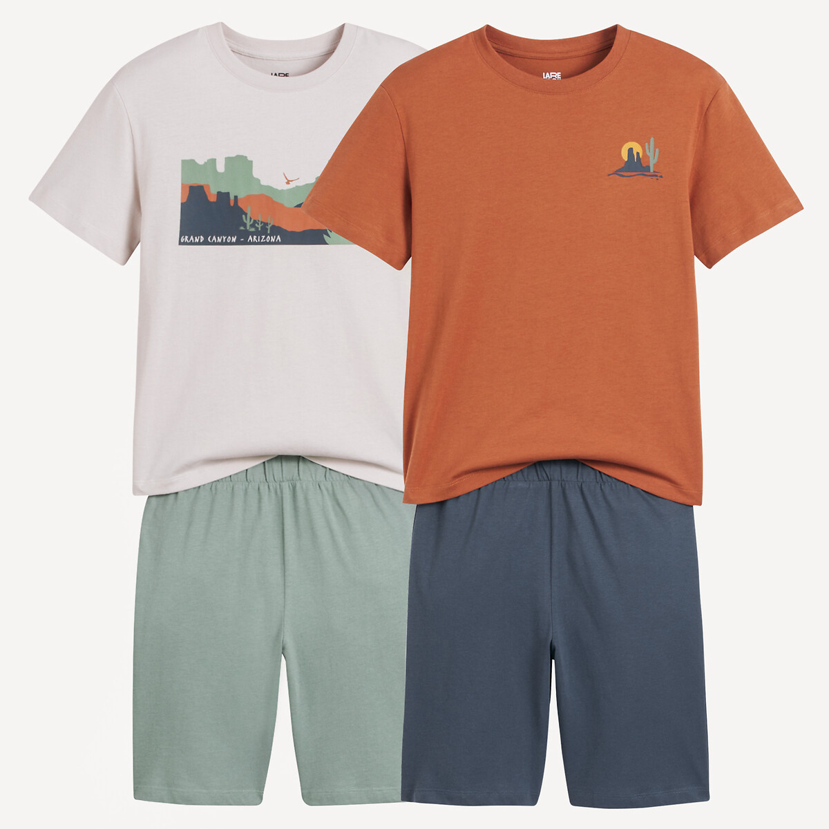 COLEÇÃO LA REDOUTE<br>Conjunto de 2 shorts de pijama de algodão, estampa de cactos e paisagem