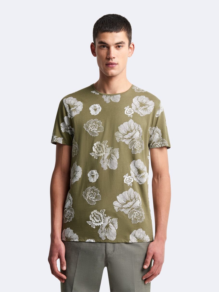 Tee-shirt col rond fleuri