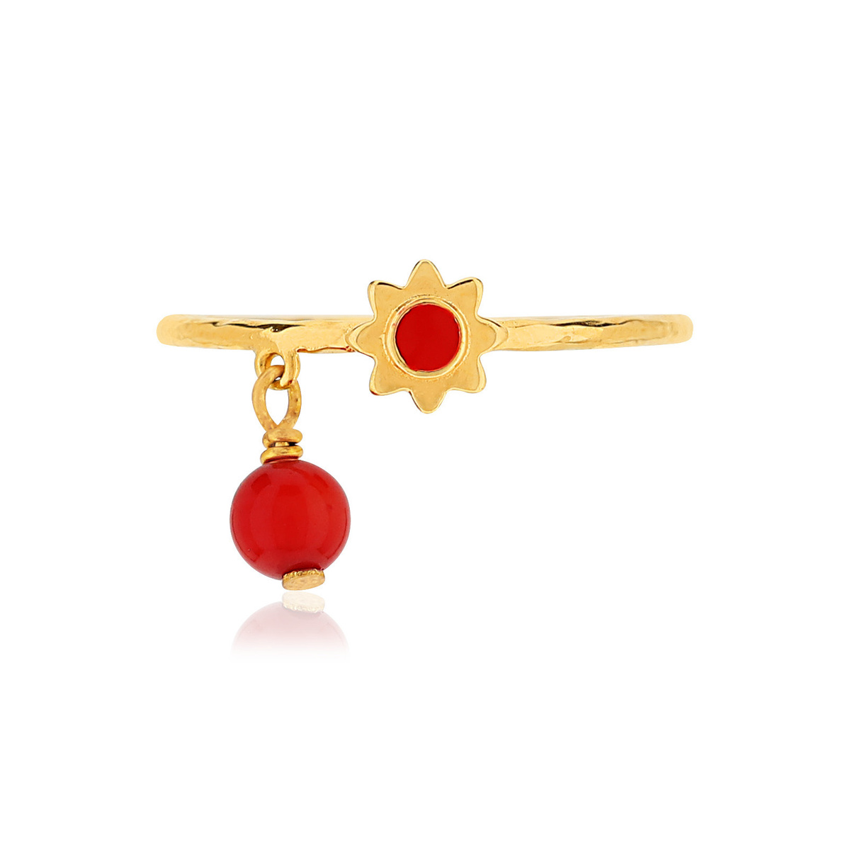 Bague MATY Or 375 jaune corail imitation laque