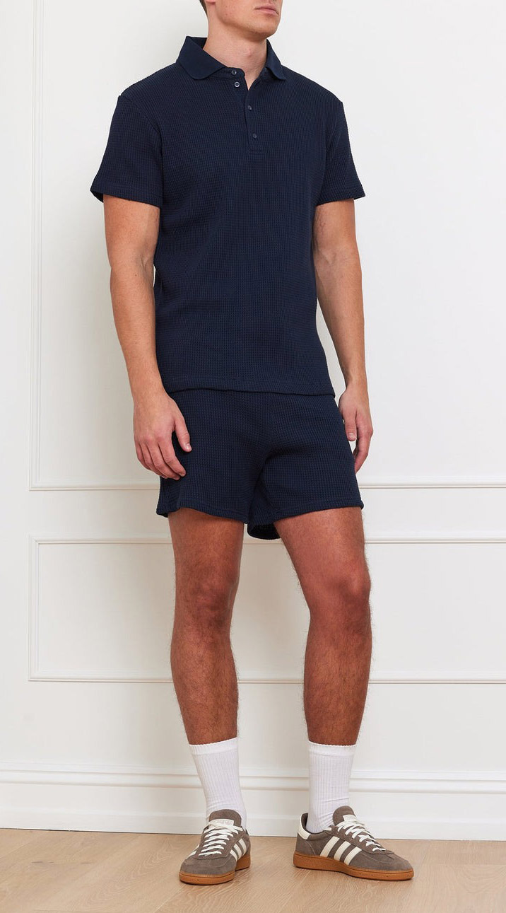 Waffle Polo Herre Navy Blue