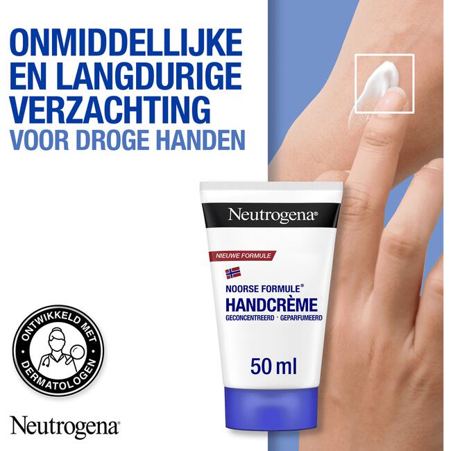 Neutrogena® handcrème geparfumeerd, Noorse formule, voedende en beschermende vochtinbrengende crème voor droge en beschadigde handen, 1 x 50 ml