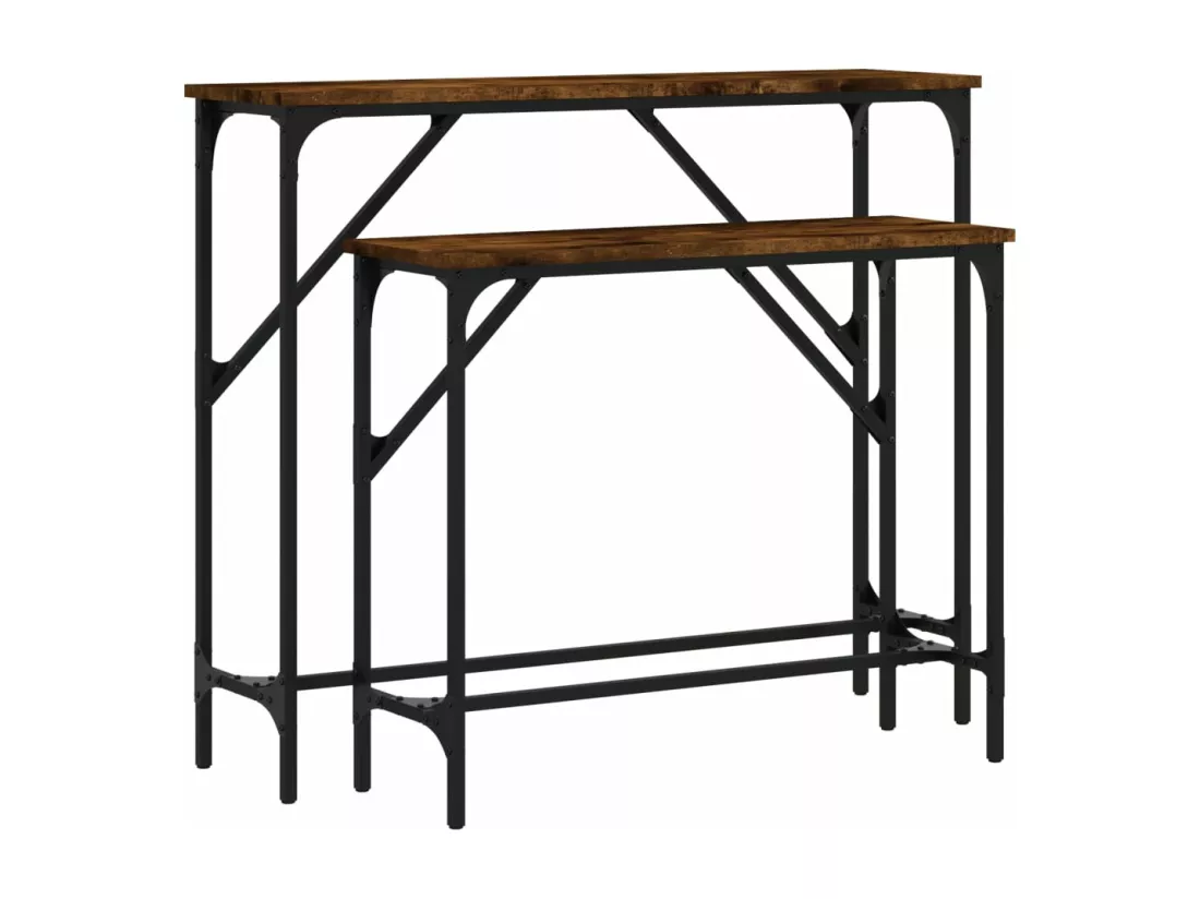 Tables console 2 pièces chêne fumé bois d'ingénierie