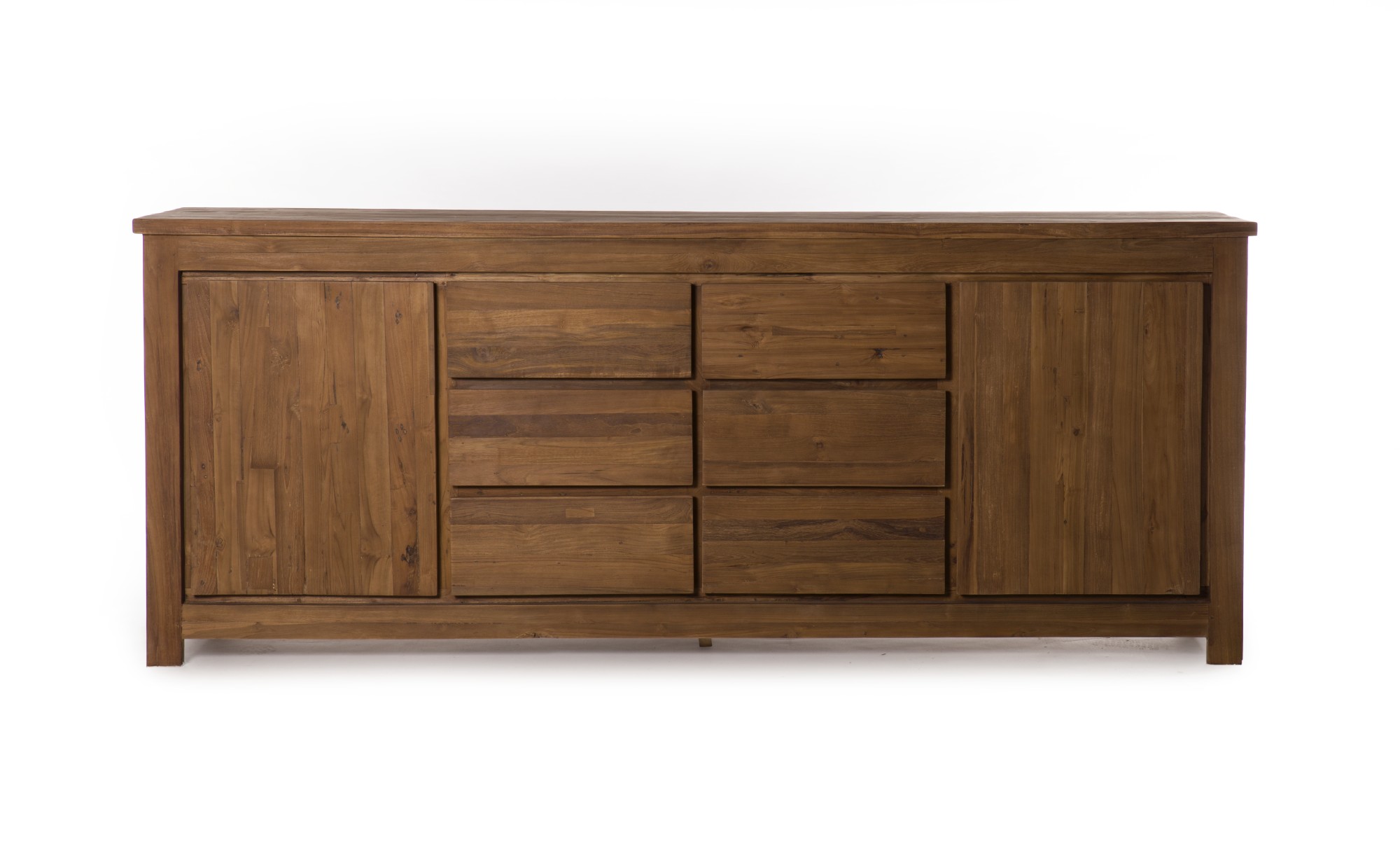 Sideboard aus Teak, 2 Türen, 6 Schubladen, B 220 cm, H 90 cm, T 45 cm von fischer's lagerhaus