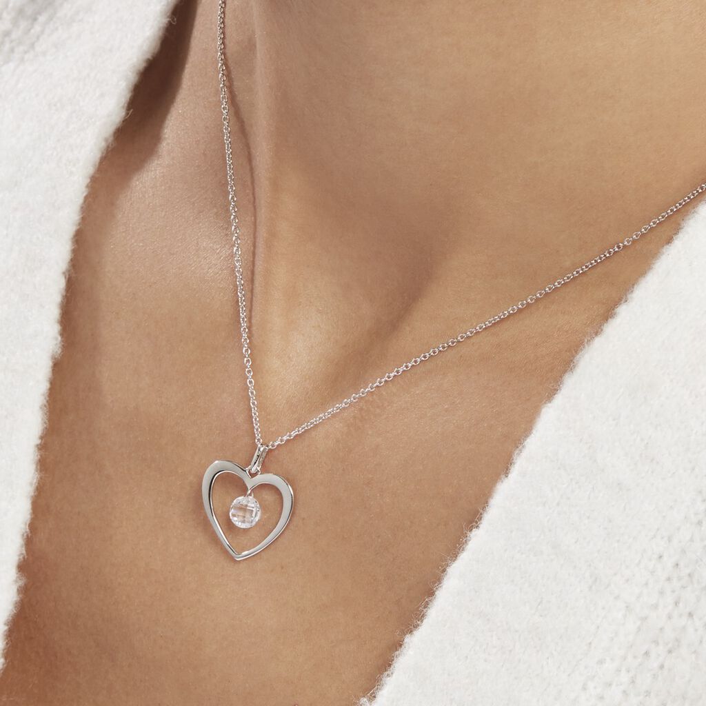 Collier Argent Blanc Armo Oxydes De Zirconium
