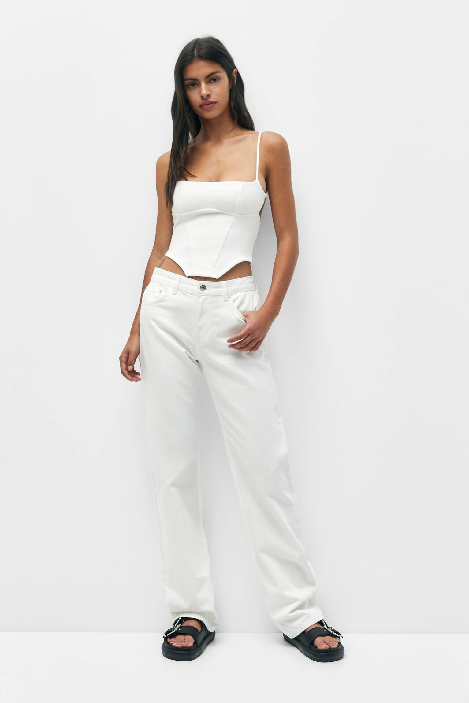 Top corset com costas abertas - branco