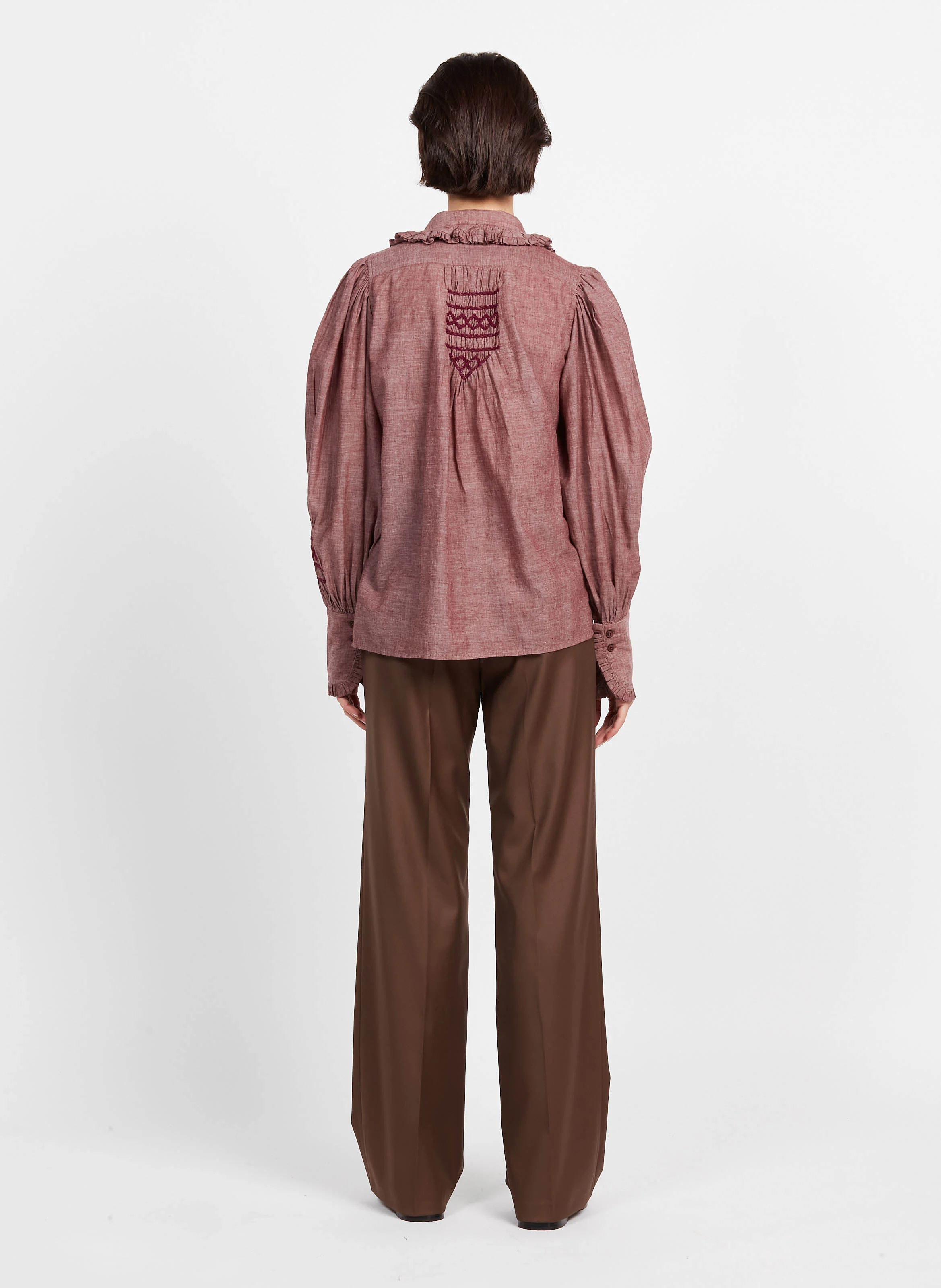 DREW - Pantalon en gabardine de laine | Marron