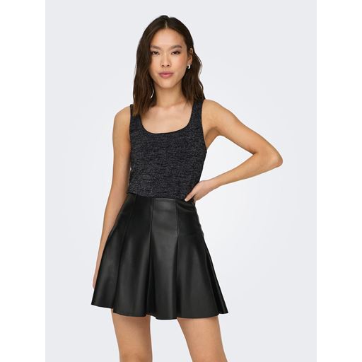 ONLY Roma Shine Top, Black Silver Glitter, XL