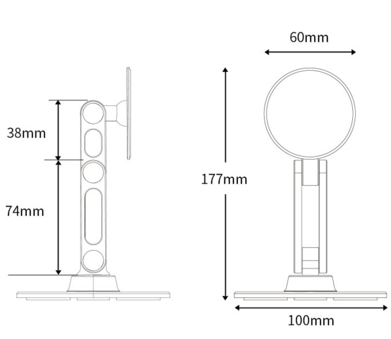 Magnetische Desktop Smartphone Halterung aus Aluminium (177x100mm) - Schwarz