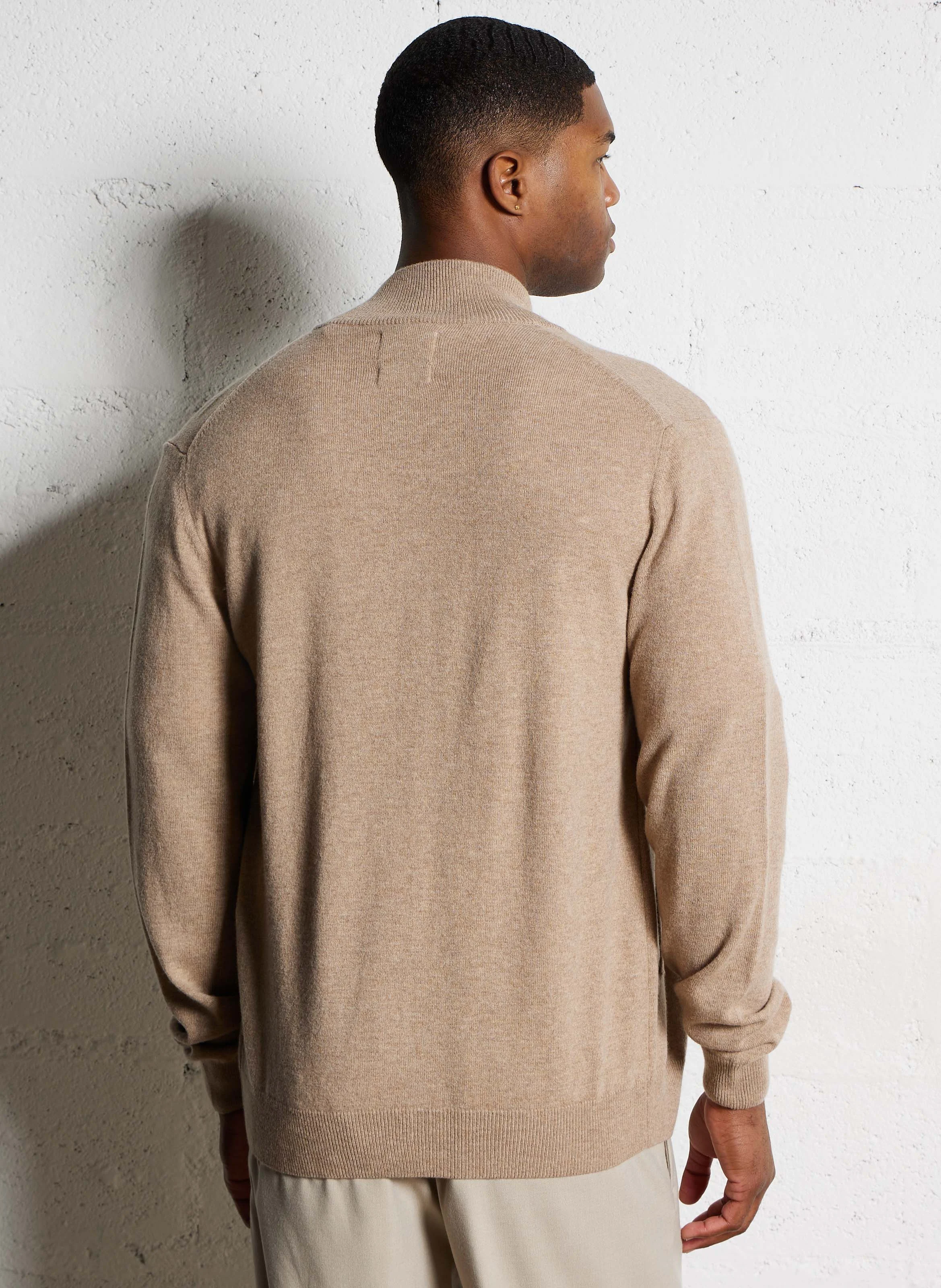 Sweat zippé col montant | Beige