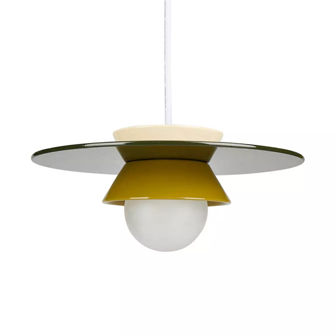 Suspension lumineuse en céramique (D26 cm) Kendama Verte