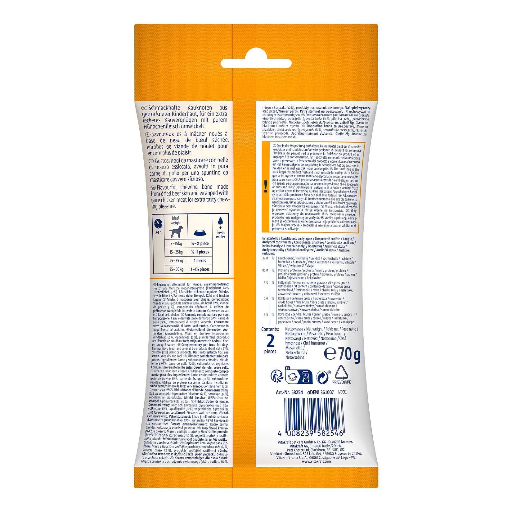 Vitakraft Delicious Chews Kauknoten Huhn M, 70 g , 9er Pack