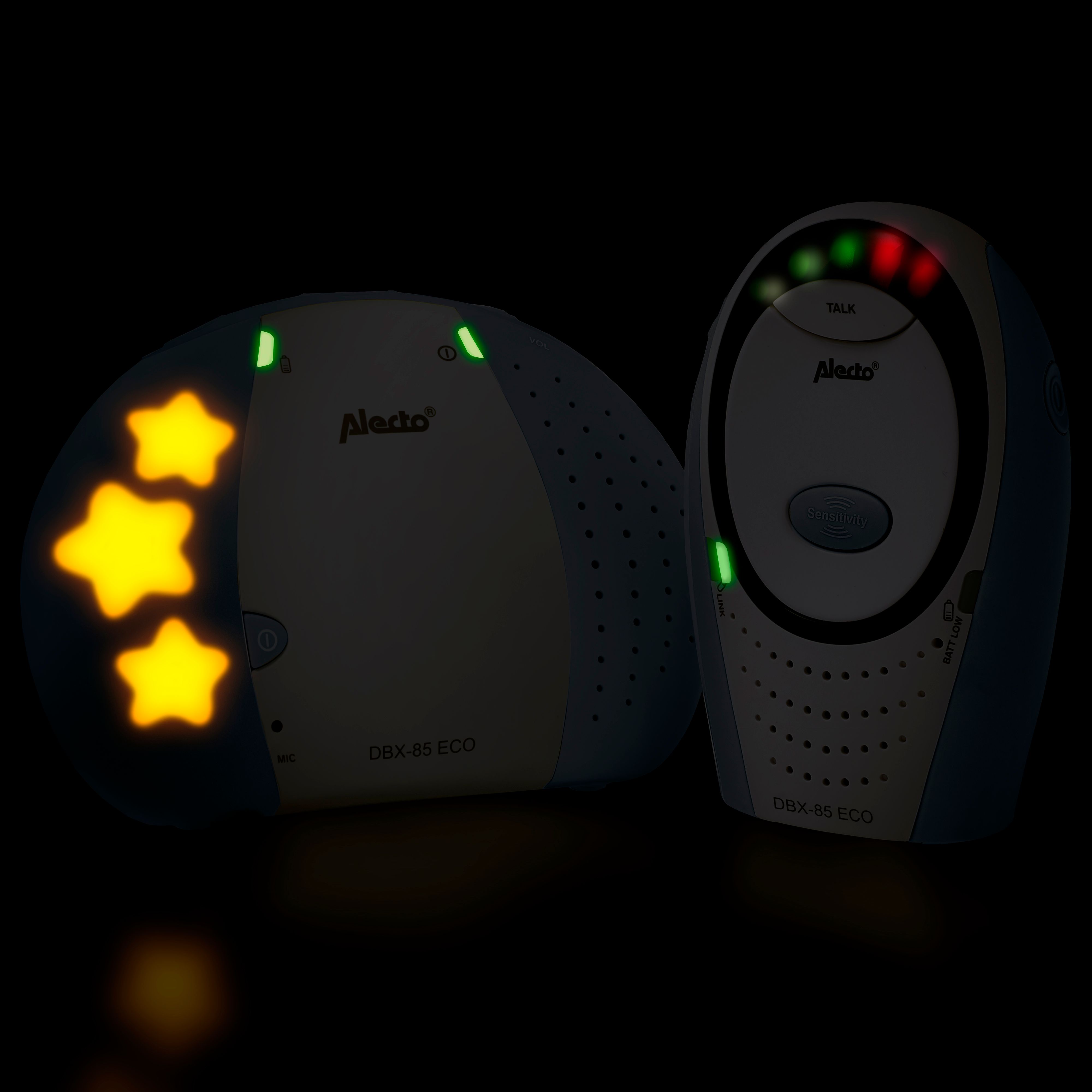 Alecto DBX-85 ECO DECT Babyphone Weiß Wechselsprechfunktion bis 300m Reichweite