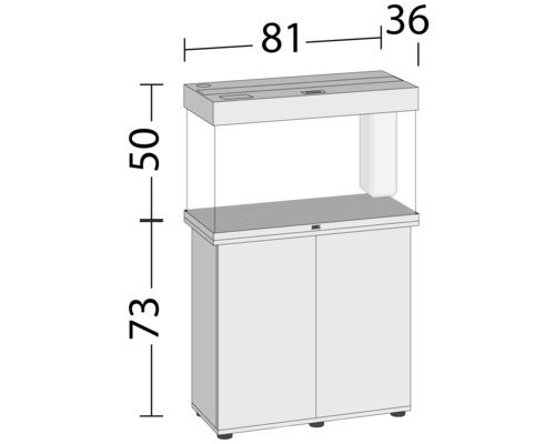 Juwel Rio 125 LED SBX aquariumcombinatie met LED-verlichting, verwarming, filter en grijze kast