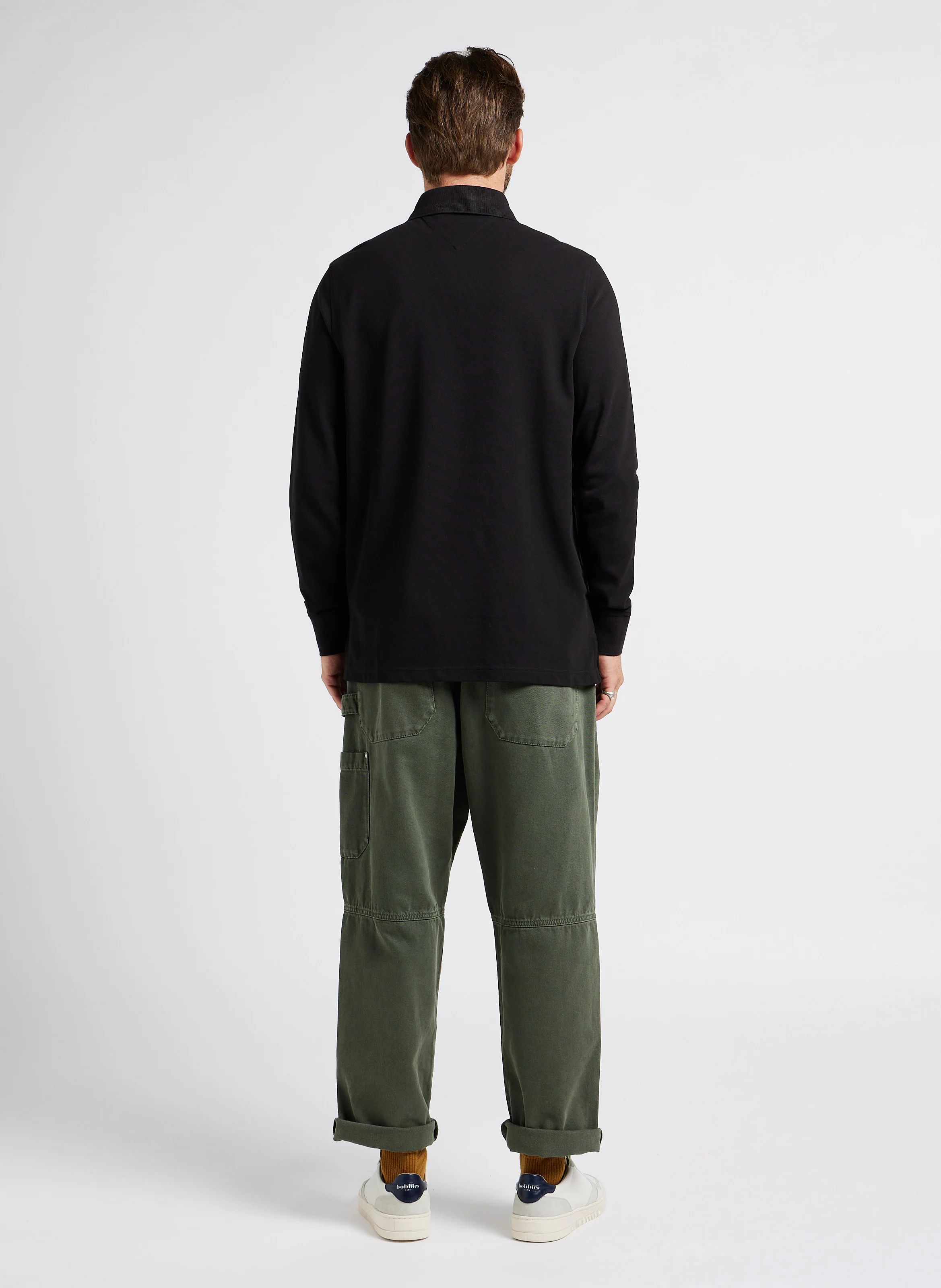 Polo regular-fit en coton bio mélangé| Noir