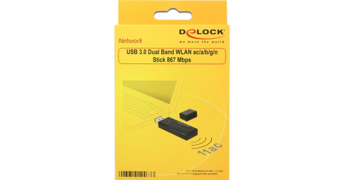 DeLOCKUSB 3.0 Dual Band Stick wlan adapter  (Zwart)