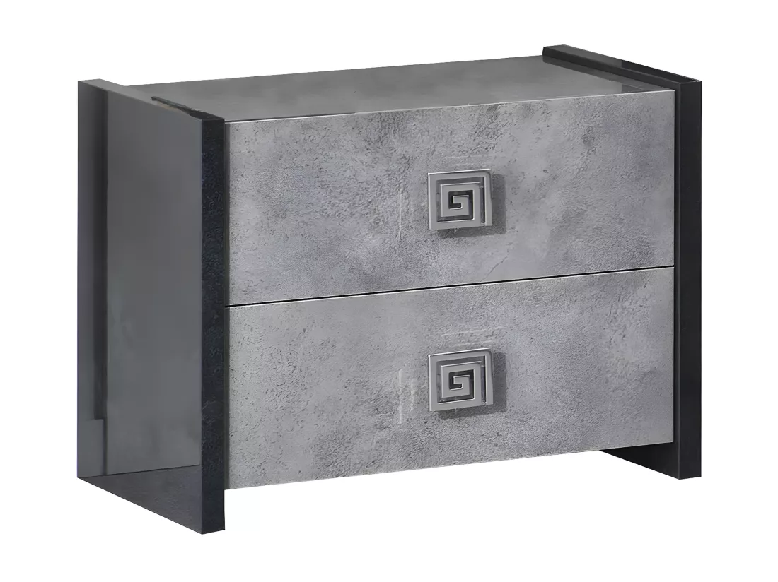 HYDE - Chambre 140x190cm Gris Effet Pierre avec Leds