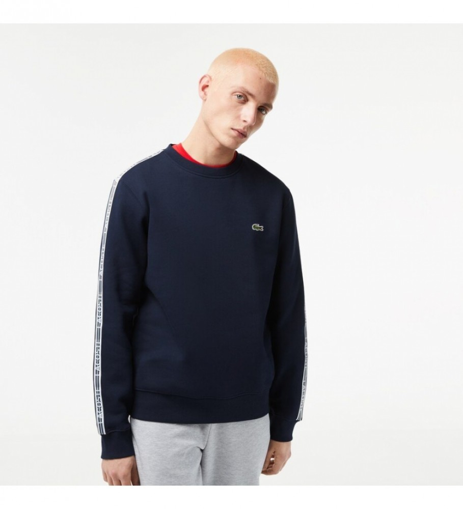 Moletom de flanela Lacoste com logo listrado em azul marinho