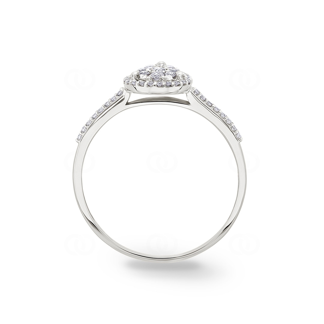 Damenring 750/18 K Weissgold Tropfen mit Diamanten 0.27 ct H/si