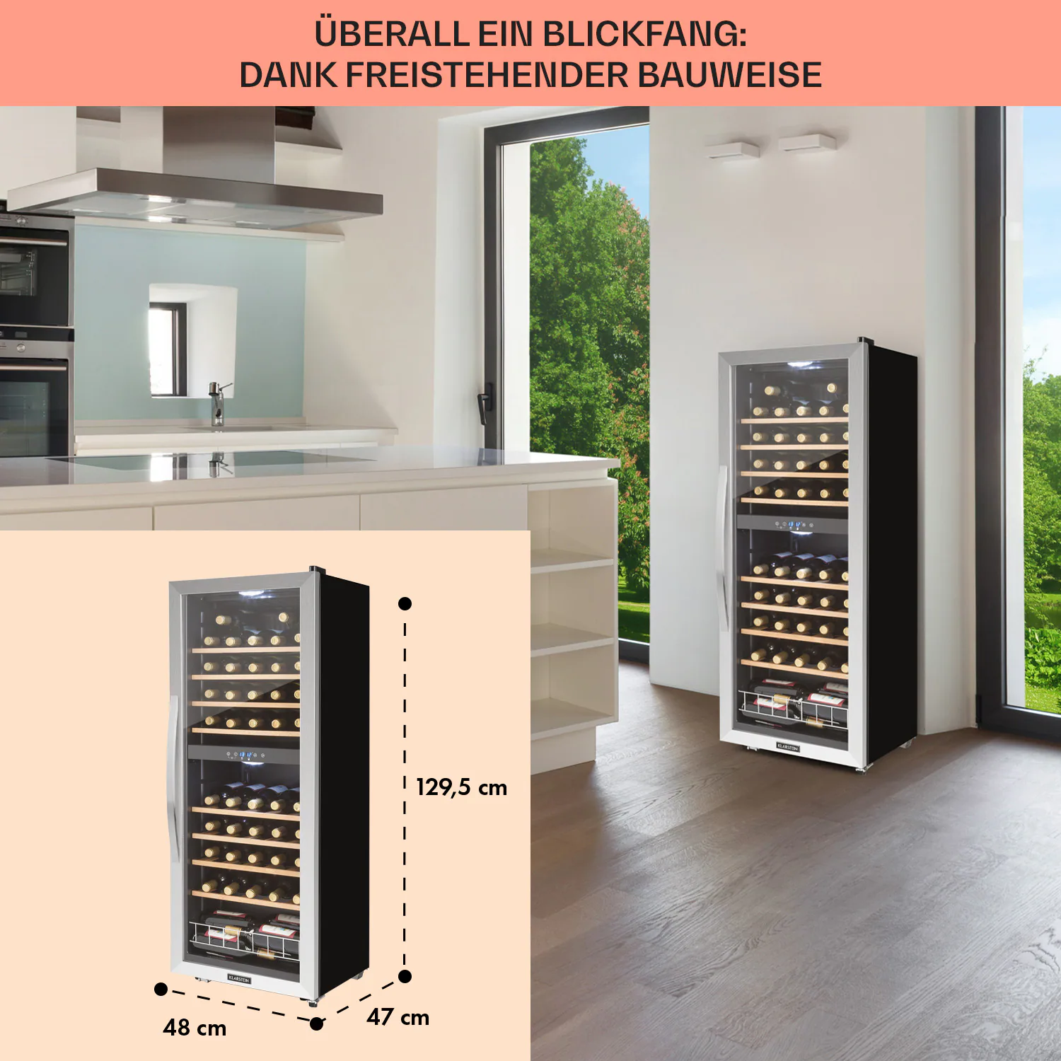 Vinamour 54 Duo Weinkühlschrank 2 Zonen 148 Ltr 54 Fl Touch-Display