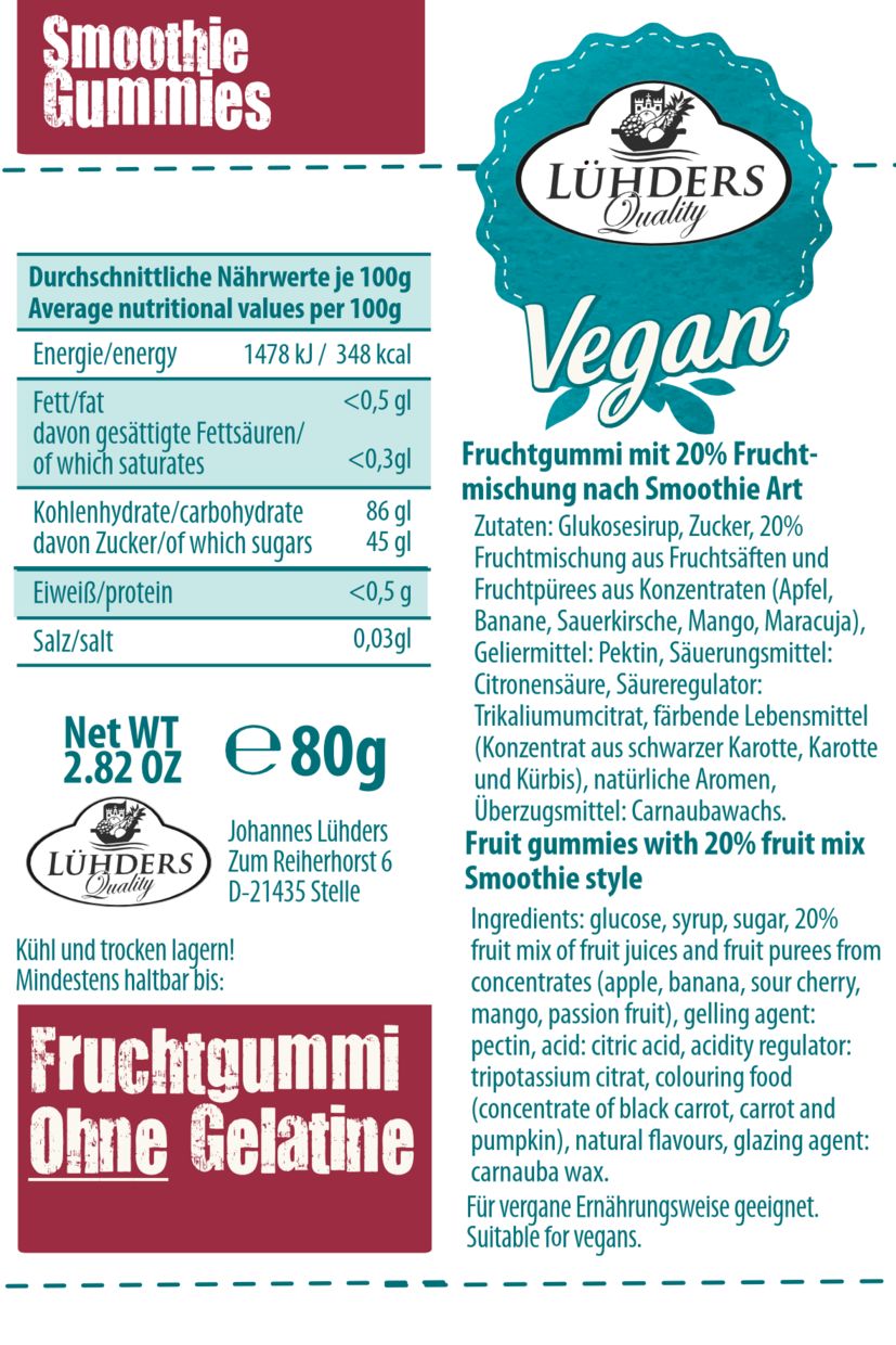 LÜHDERS - Smoothie Gummies KiBa-Exotic, vegan