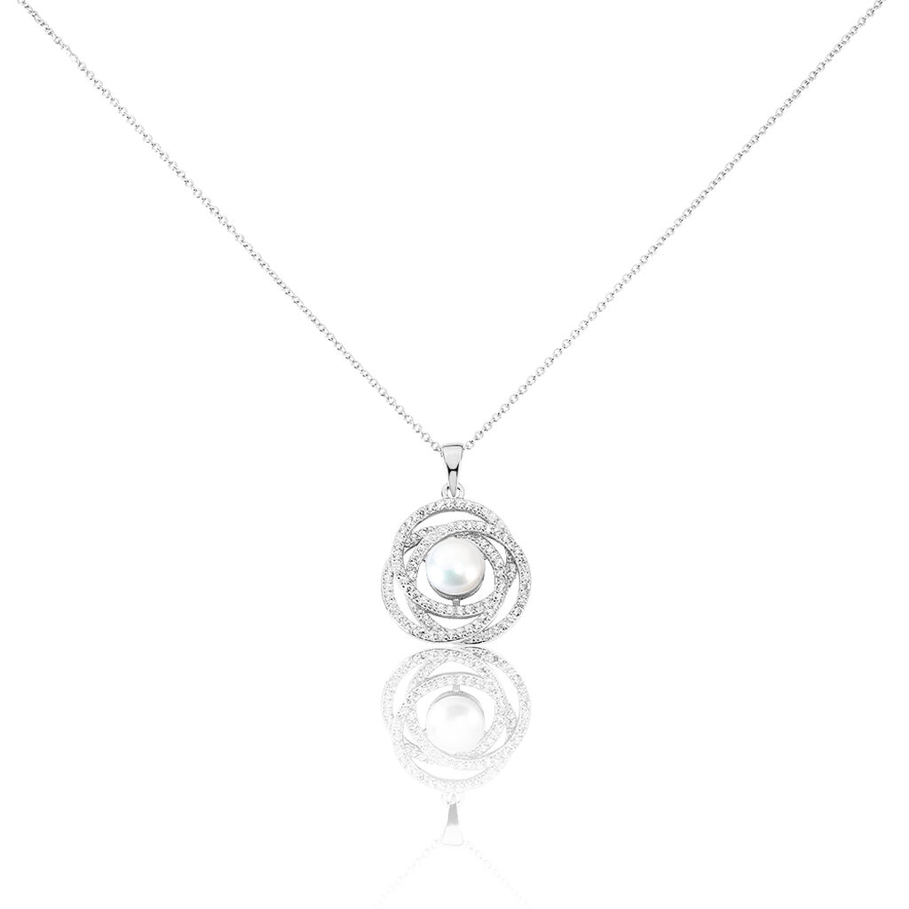 Collier Matilda Argent Blanc Perle De Culture Et Oxyde De Zirconium