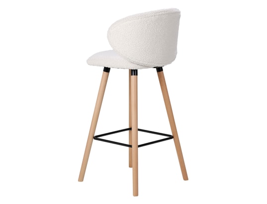 CONCEPT1 - Tabouret de bar Tiago blanc effet laine bouclette (bar)
