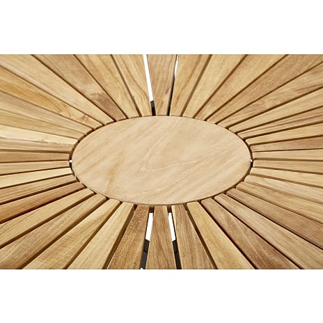 Kerteminde teak bord Ø110cm, antracit stel med 4 Mood stole