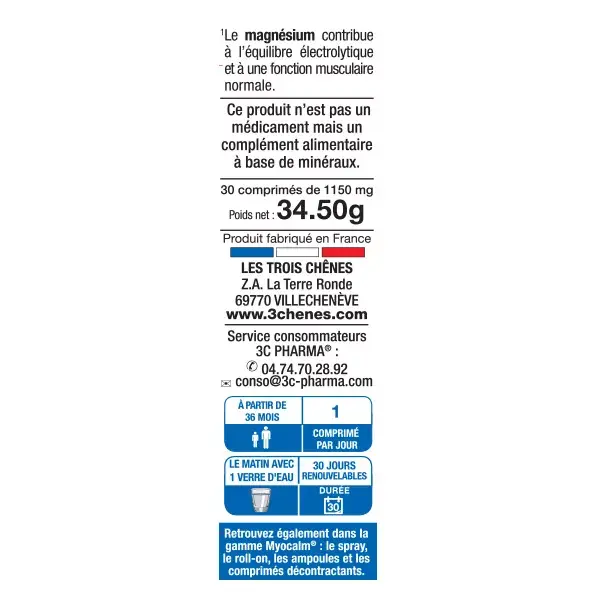 3C Pharma Myocalm C Spécial Crampes 30 comprimés
