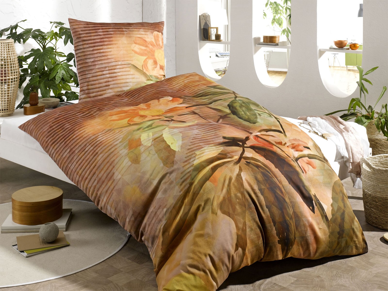 casaNOVA Satin-Bettwäsche BEA 135 x 200 cm orange/rot