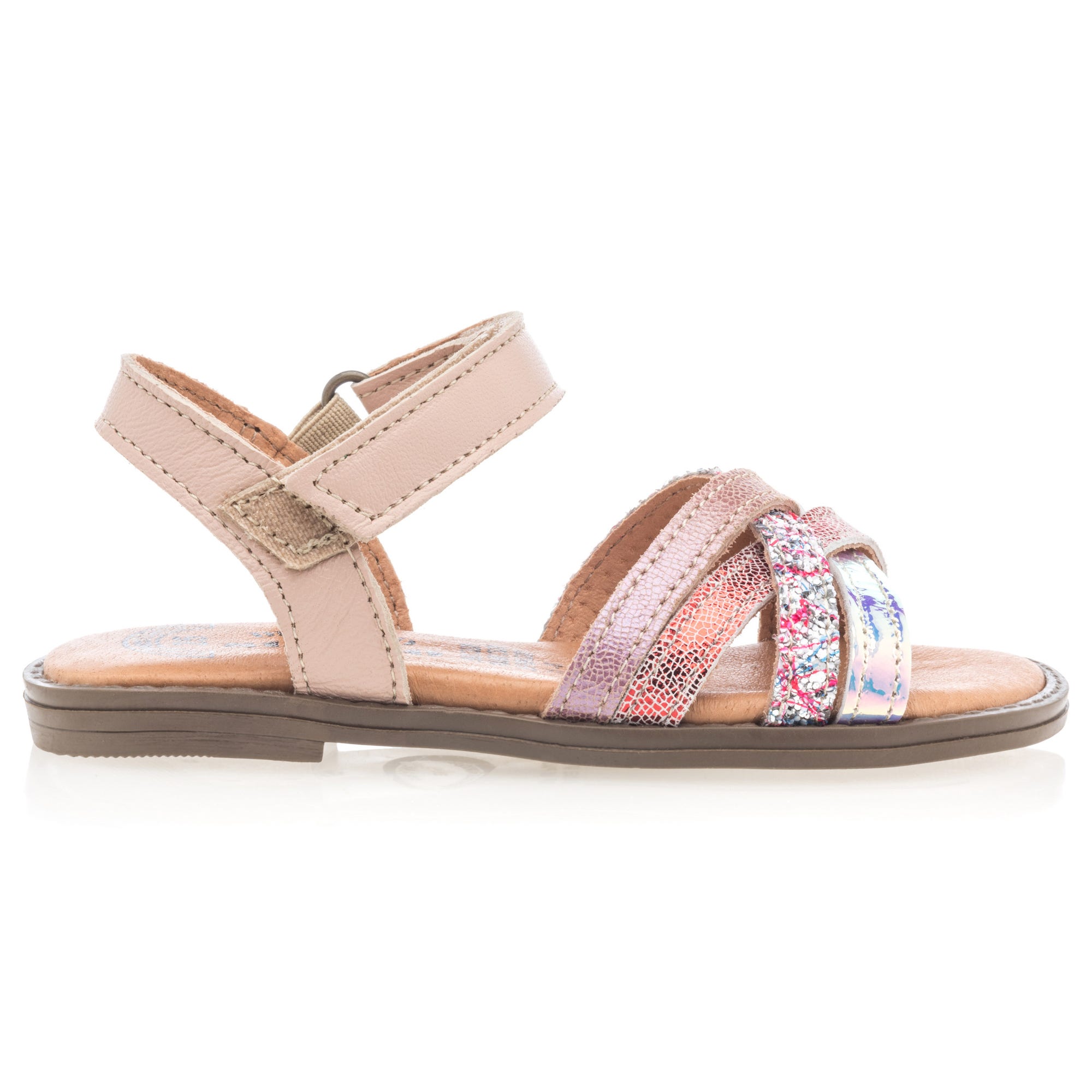 Nu-pieds Fille en cuir multicolore