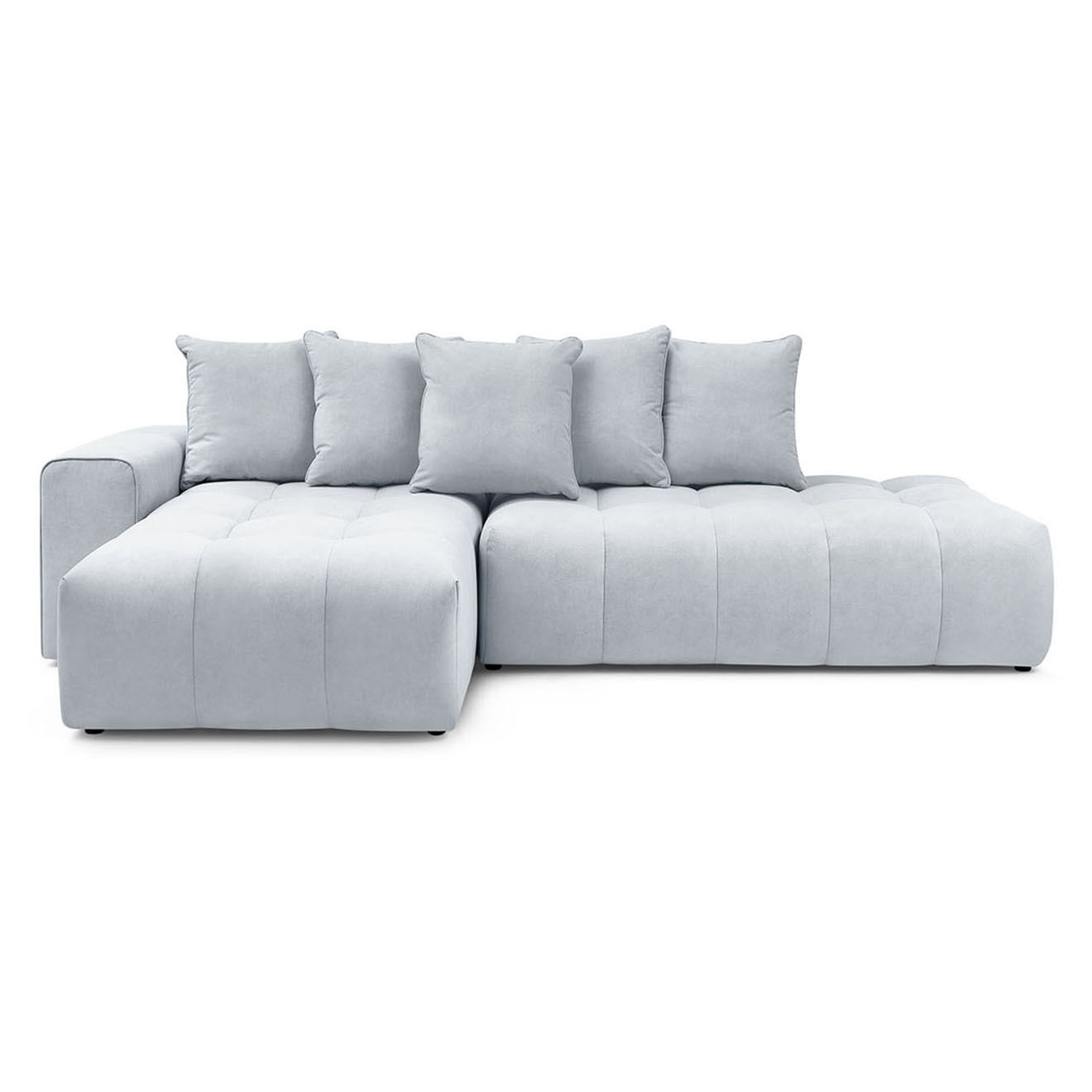 Bobochic Canapé d'angle fixe mont-blanc velours angle gauche gris clair - 313x176x97 cm