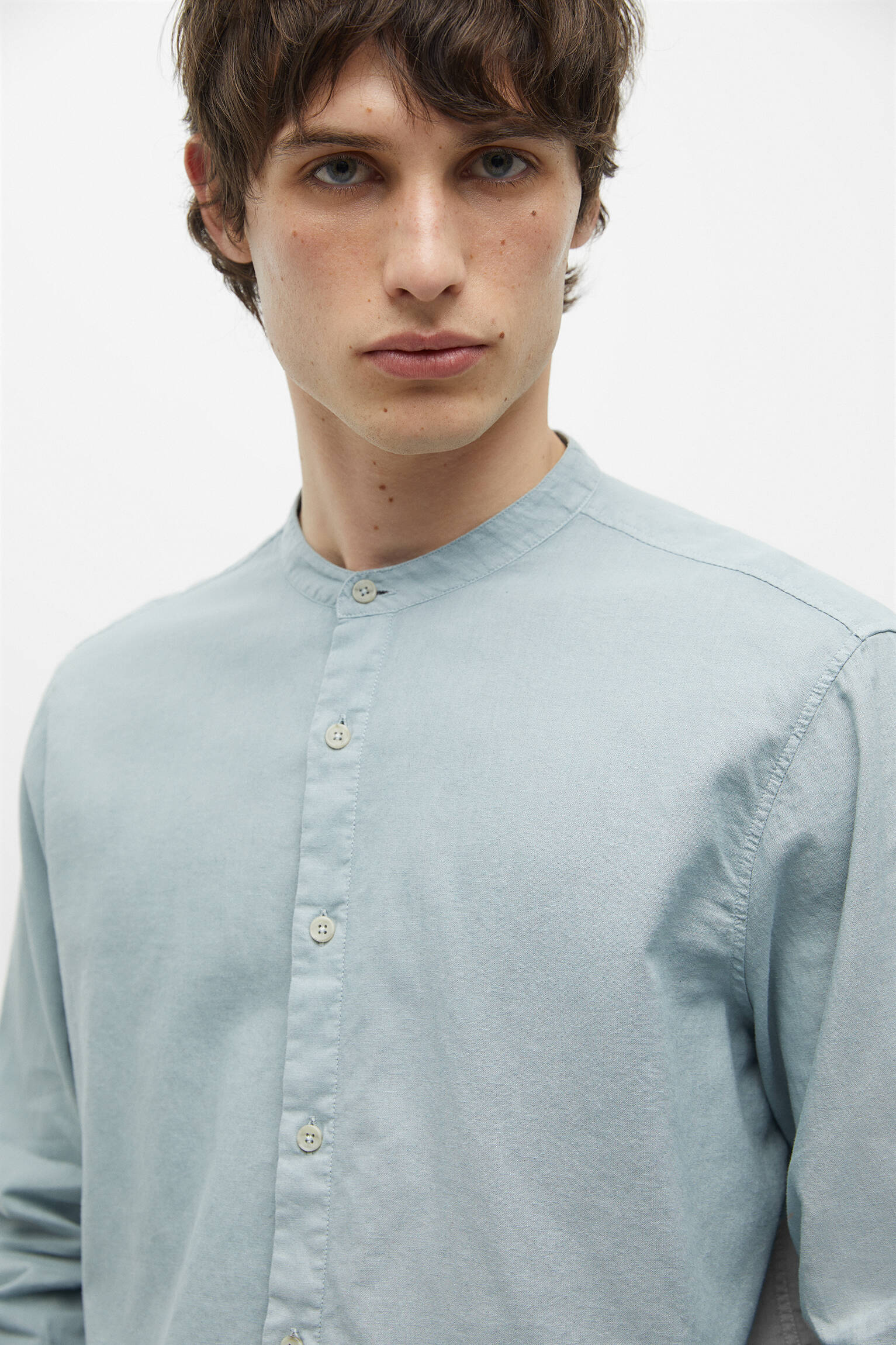 CAMISA COM GOLA MAO - VERDE AZUL