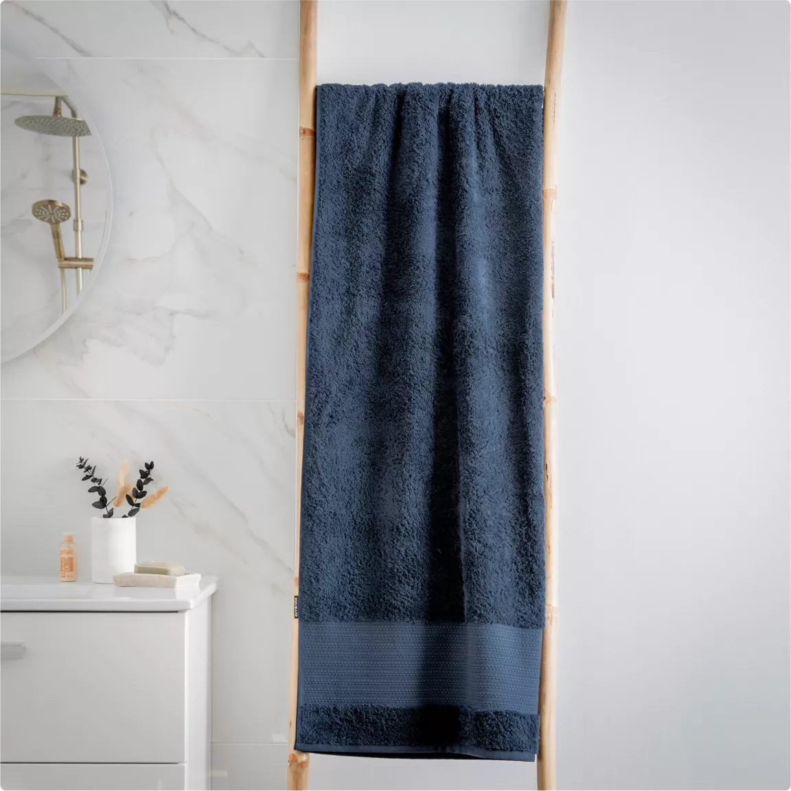 Serviette de bain coton bio (90 x 150 cm) Méline Bleu nuit