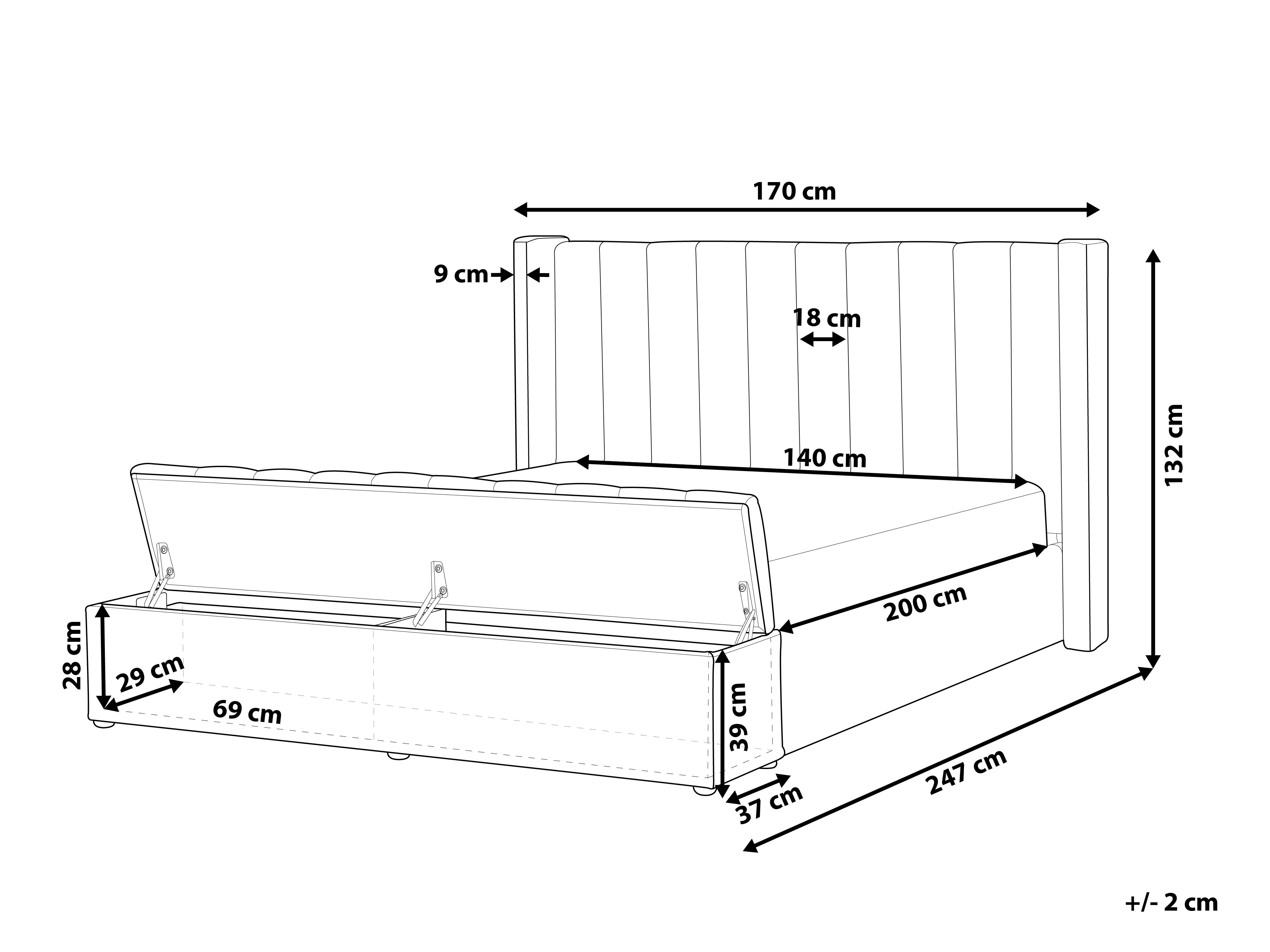 Bed met opbergbankje Fluweel NOYERS 140 x 200 cm Roze