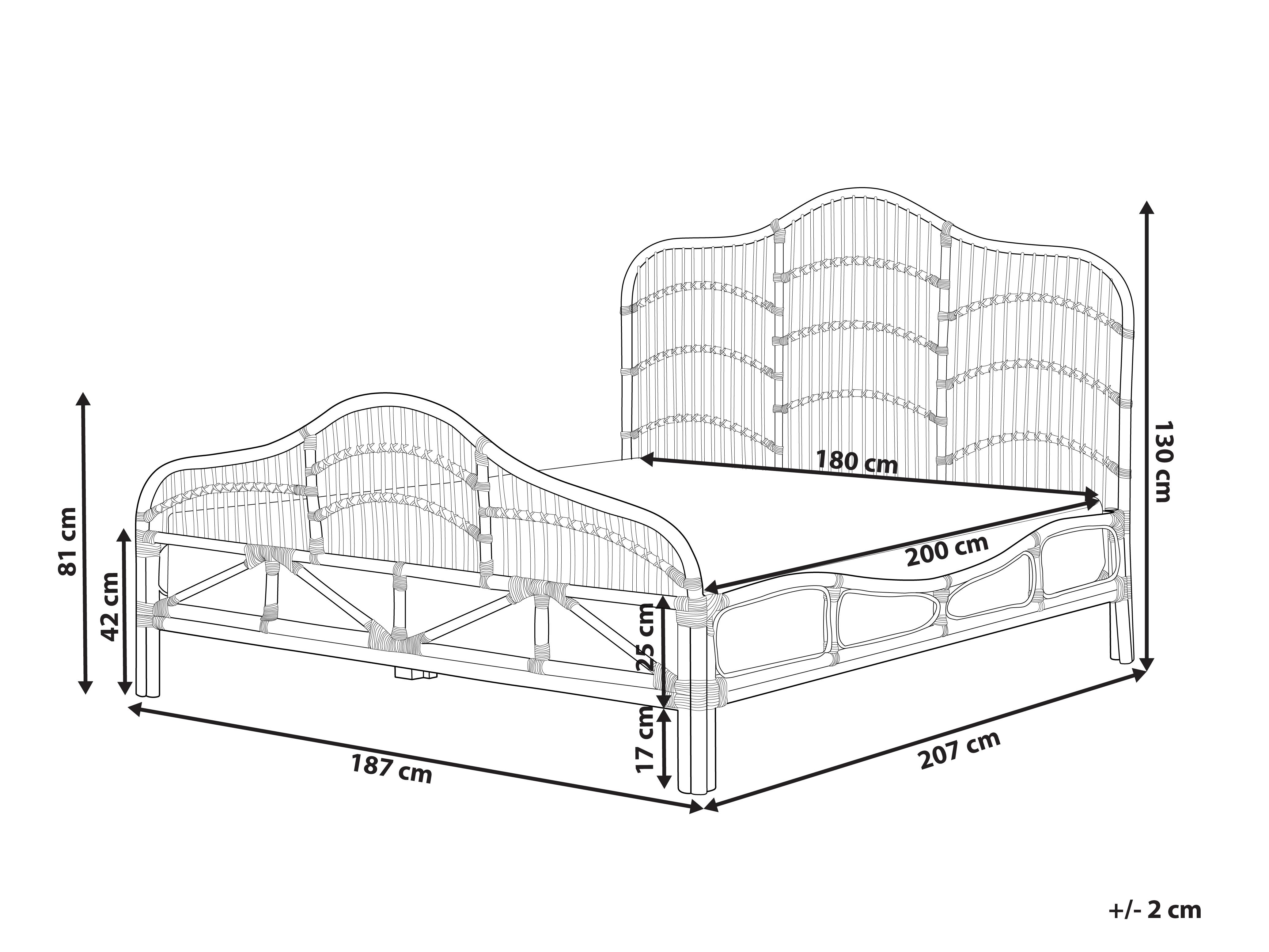 Bed Rotan DOMEYROT 180 x 200 cm Lichtbruin