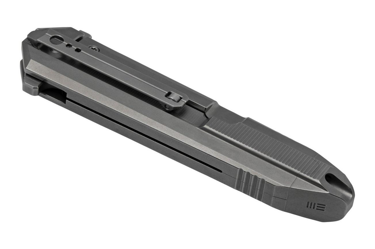 WE Knife Diatomic WE22032-2 Gray Bead Blasted Titanium, Gray Bead Blasted Single Edge zakmes