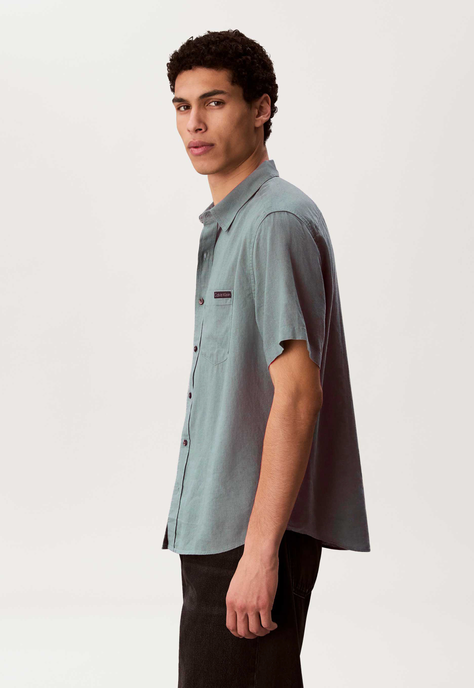 Calvin Klein Solid Casual Linen Overhemd