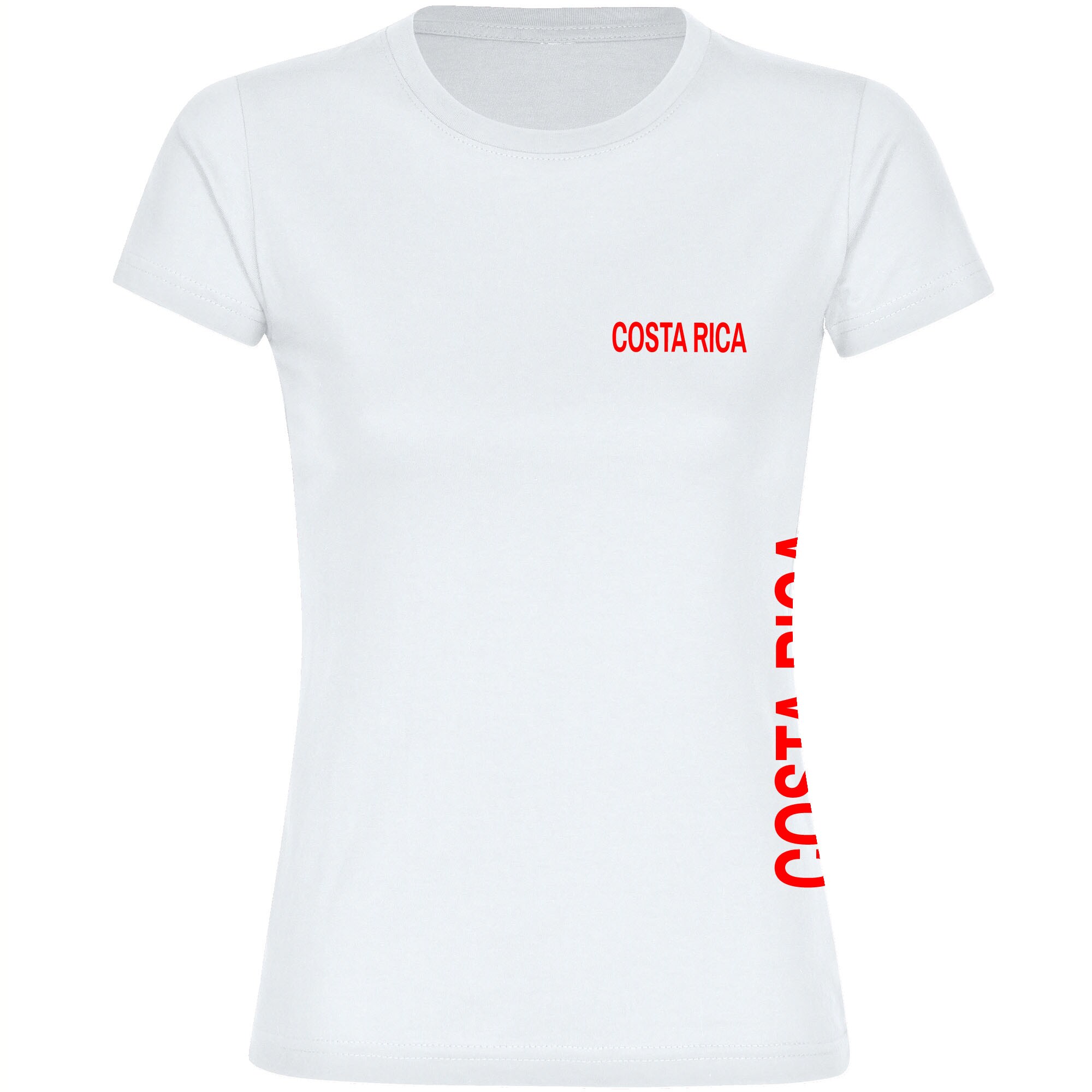 multifanshop® Damen T-Shirt - Costa Rica - Brust & Seite - Druck rot